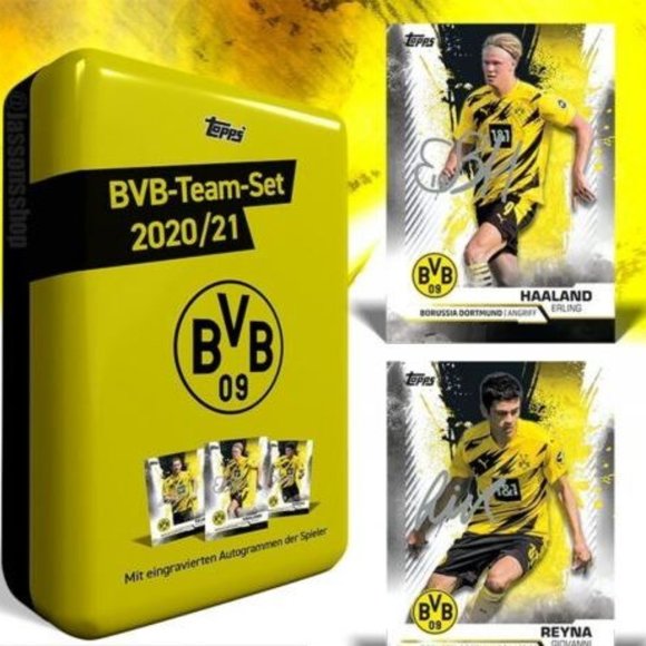 2020-21 TOPPS BVB DORTMUND TEAM SET TIN Plus Parallel Pack - Picture 1 of 2